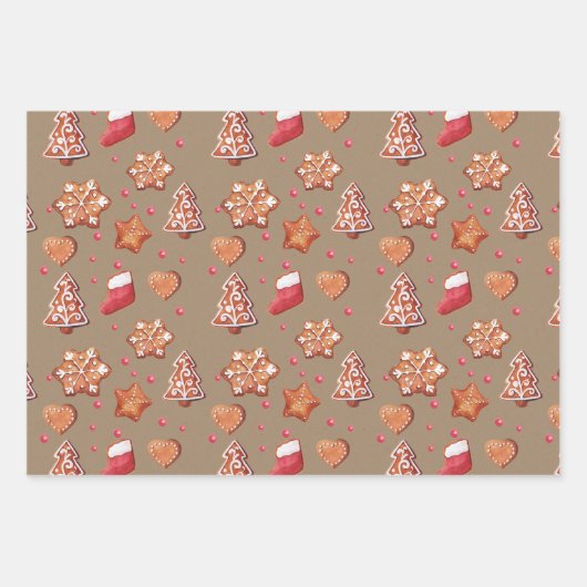 Rustikale Kraft Weihnachtsgebäck und Kekse Geschenkpapier Set (Vorderseite)