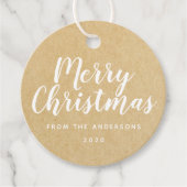 Rustikale Kraft Weihnachtshandschrift Geschenkanhänger (Vorderseite)
