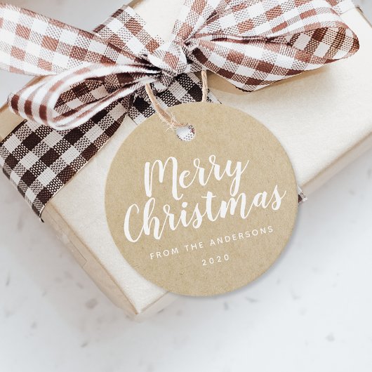 Rustikale Kraft Weihnachtshandschrift Geschenkanhänger