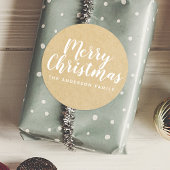 Rustikale Kraft Weihnachtshandschrift Runder Aufkleber