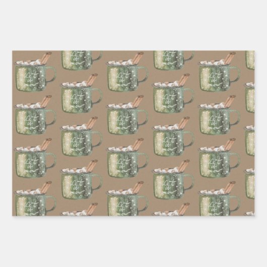 Rustikale Kraft Weihnachtskerzen Kekse & heißer Ka Geschenkpapier Set (Vorderseite 3)