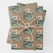 Rustikale Kraft Weihnachtskerzen Kekse & heißer Ka Geschenkpapier Set (Beispiel)