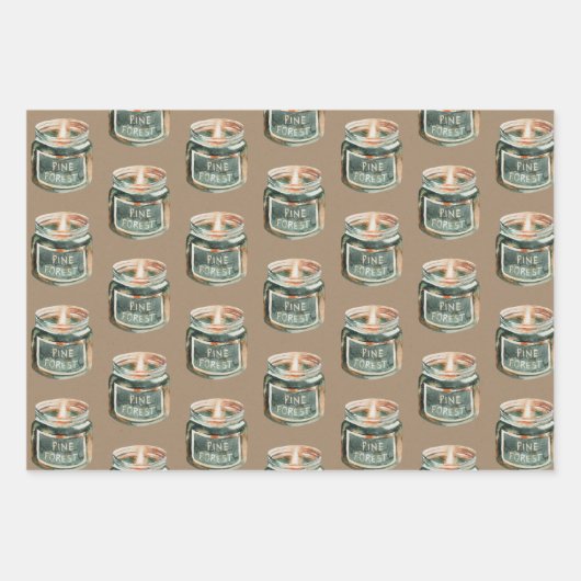 Rustikale Kraft Weihnachtskerzen Kekse & heißer Ka Geschenkpapier Set (Vorderseite)