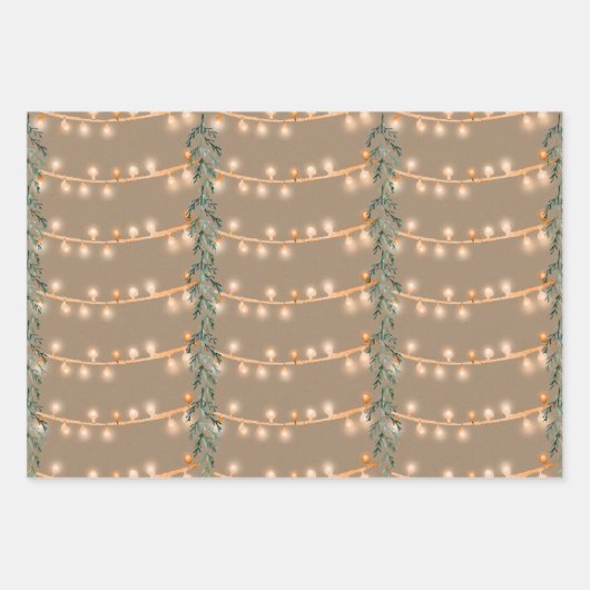 Rustikale Kraft Weihnachtslieder Blue Orange Geschenkpapier Set (Vorderseite 3)