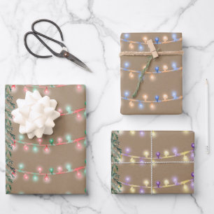 Rustikale Kraft Weihnachtslieder Multi Color Geschenkpapier Set