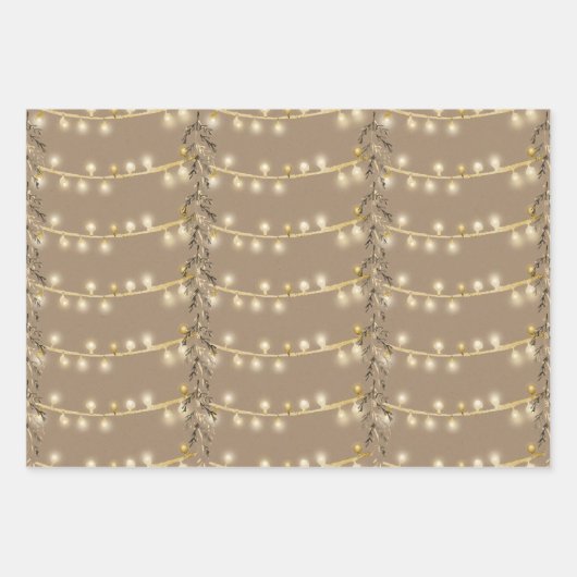 Rustikale Kraft Weihnachtslieder Silver & Gold Geschenkpapier Set (Vorderseite 3)