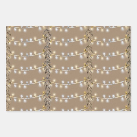 Rustikale Kraft Weihnachtslieder Silver & Gold Geschenkpapier Set (Vorderseite 2)