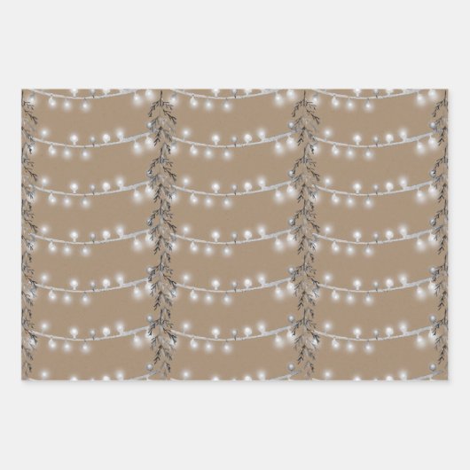 Rustikale Kraft Weihnachtslieder Silver & Gold Geschenkpapier Set (Vorderseite)