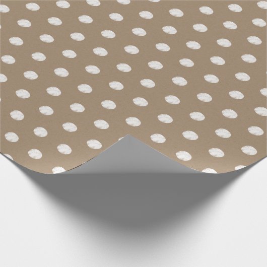 Rustikale Kraft Weihnachtsschnee Weiße Punkte Geschenkpapier (Ecke)