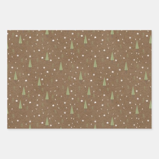Rustikale Kraft Weihnachtswald Autos Szene Geschenkpapier Set (Vorderseite 3)