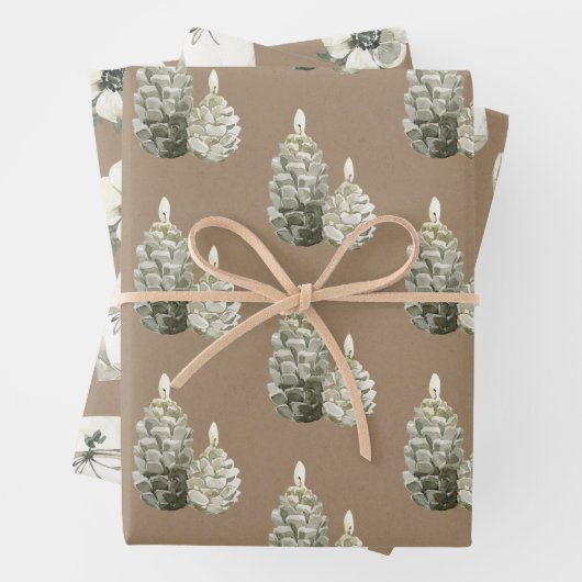 Rustikale Kraft Weißer Urlaub Dekoration Geschenkpapier Set (Beispiel)