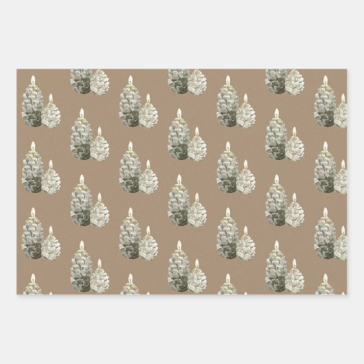 Rustikale Kraft Weißer Urlaub Dekoration Geschenkpapier Set (Vorderseite)