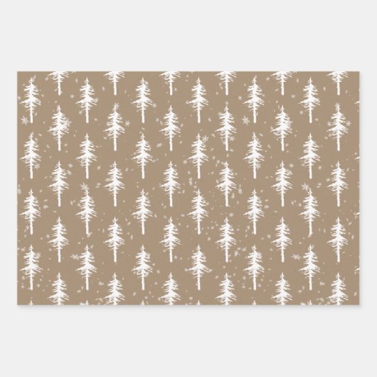 Rustikale Kraft-Weißwald-Spruce-Bäume Geschenkpapier Set (Vorderseite 3)