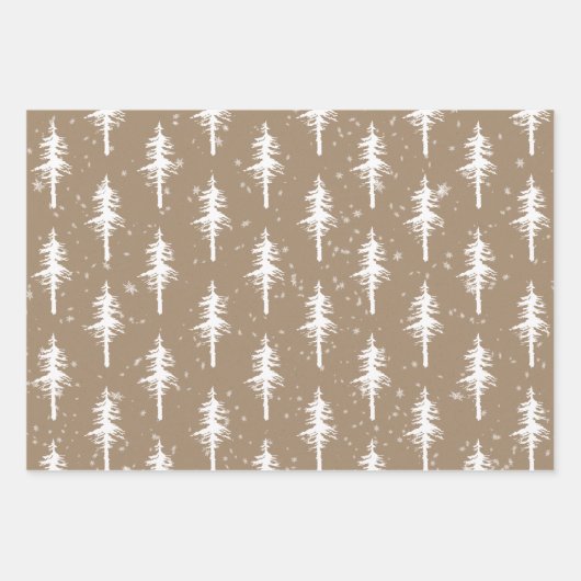 Rustikale Kraft-Weißwald-Spruce-Bäume Geschenkpapier Set (Vorderseite 2)