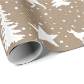 Rustikale Kraft Weißwinterwald Bäume & Tiere Geschenkpapier (Rolleneckpunkt)