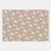 Rustikale Kraft White & Gold Schneeflocken Geschenkpapier Set (Vorderseite)