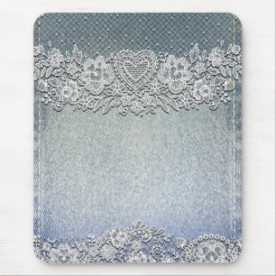 Rustikale Kraft & White Lace Lacy Bauernhaus Chic Mousepad