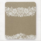 Rustikale Kraft & White Lace Lacy Bauernhaus Chic Mousepad (Vorne)