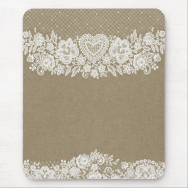 Rustikale Kraft & White Lace Lacy Bauernhaus Chic Mousepad