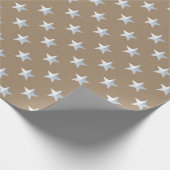 Rustikale Kraft White Silver Stars Urlaub Geschenkpapier (Ecke)