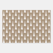 Rustikale Kraft White Woodland Weihnachtsbaumen Geschenkpapier Set (Vorderseite 3)