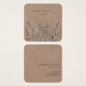 Rustikale Kraft-Wildblumen, Floral Square Biz Card (Vorne & Hinten)