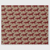 Rustikale Kraft-Wildpferde in Buffalo Kariert Geschenkpapier (Flach)