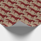 Rustikale Kraft-Wildpferde in Buffalo Kariert Geschenkpapier (Ecke)