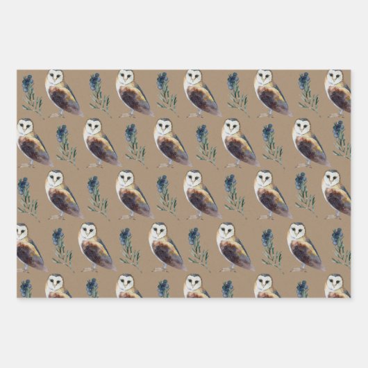 Rustikale Kraft Winter Animals Red Fox Owl Baby Do Geschenkpapier Set (Vorderseite 2)