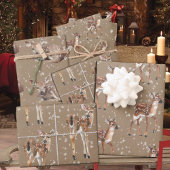 Rustikale Kraft Winter Baby Dode Reindeer Schneefl Geschenkpapier Set
