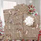 Rustikale Kraft Winter Baby Dode Reindeer Schneefl Geschenkpapier Set