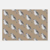 Rustikale Kraft Winter Birds Sparrows Chickades Geschenkpapier Set (Vorderseite 3)