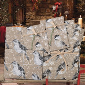 Rustikale Kraft Winter Birds Sparrows Chickades Geschenkpapier Set