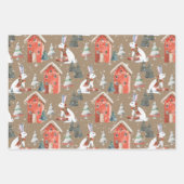 Rustikale Kraft Winter Holiday Gift Animals Geschenkpapier Set (Vorderseite)