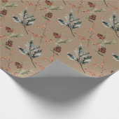 Rustikale Kraft Winter Spruce Cones & Berries Klei Geschenkpapier (Ecke)