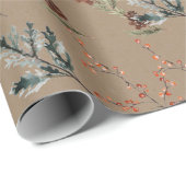 Rustikale Kraft Winter Spruce Cones & Berries Klei Geschenkpapier (Rolleneckpunkt)