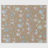 Rustikale Kraft Winter Spruce Silver Blue Schneefl Geschenkpapier (Flach)