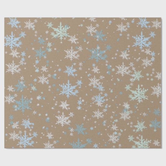 Rustikale Kraft Winter Spruce Silver Blue Schneefl Geschenkpapier (Flach)