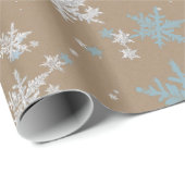 Rustikale Kraft Winter Spruce Silver Blue Schneefl Geschenkpapier (Rolleneckpunkt)