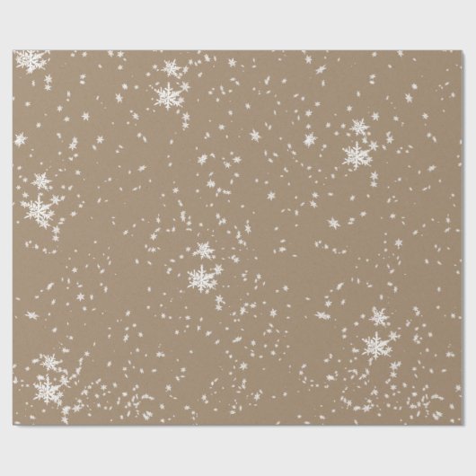Rustikale Kraft Winter White Falling Snowflakes Ma Geschenkpapier (Flach)
