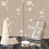 Rustikale Kraft Winter White Falling Snowflakes Ma Geschenkpapier Set