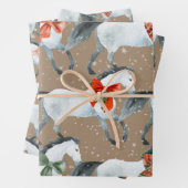 Rustikale Kraft Winter White Holiday Pferde Geschenkpapier Set (Beispiel)