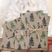 Rustikale Kraft Winter Woodland Snowy Spruce & Sta Geschenkpapier Set