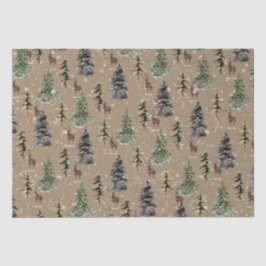 Rustikale Kraft Winter Woodland Snowy Spruce & Sta Seidenpapier