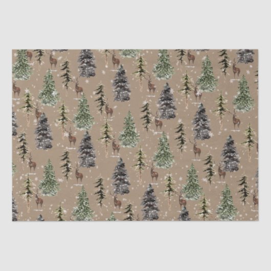 Rustikale Kraft Winter Woodland Snowy Spruce & Sta Seidenpapier (Vorderseite)