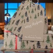 Rustikale Kraft Winter Woodland Snowy Spruce Trees Geschenkanhänger