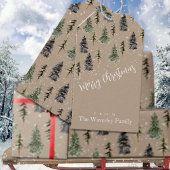 Rustikale Kraft Winter Woodland Snowy Spruce Trees Geschenkanhänger