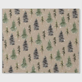 Rustikale Kraft Winter Woodland Snowy Spruce Trees Geschenkpapier (Flach)