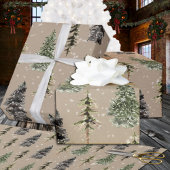 Rustikale Kraft Winter Woodland Snowy Spruce Trees Geschenkpapier