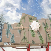 Rustikale Kraft Winter Woodland Spruce Tree Branch Geschenkpapier Set